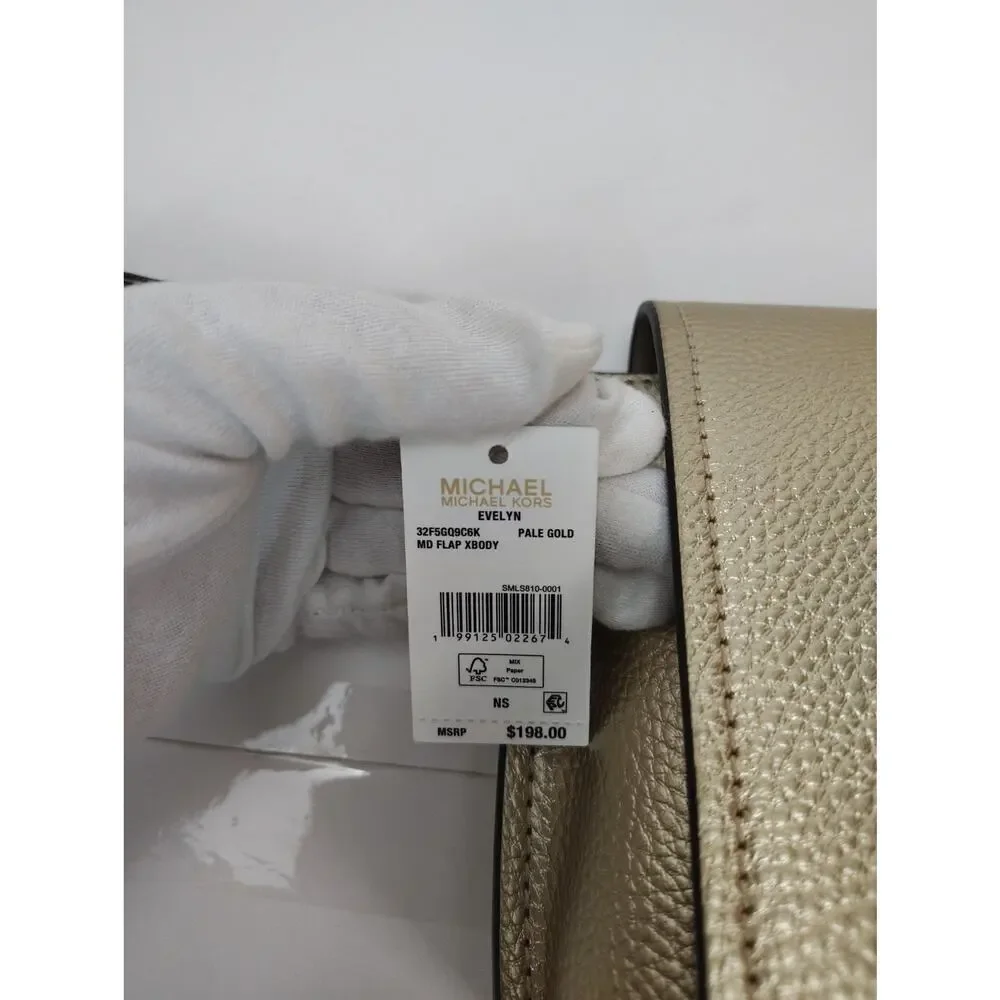 Michael Kors Evelyn Medium Flap Crossbody B Pale Gold - NWT